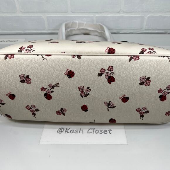 Coach Gallery Tote With Ladybug Floral Print Chalk Multi - Picture 6 of 12